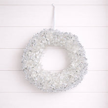 Load image into Gallery viewer, Silver Tinsel Christmas Wreath 18"D