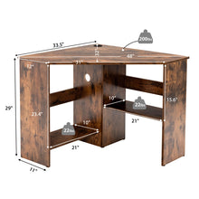 Load image into Gallery viewer, Corner Computer Desk Triangle Writing Workstation with Storage Shelf-Rustic Brown