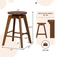 Load image into Gallery viewer, 2 Set of 24.5 Inch Counter Height Bar Stool with Rubber Wood Frame