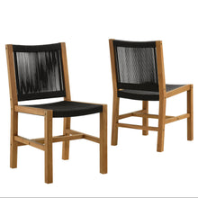 Load image into Gallery viewer, Vienna Outdoor Patio Teak and Rope Armless Dining Chairs Set of 2 by Modway