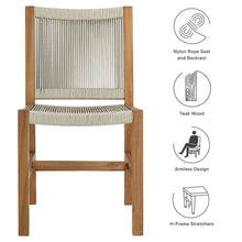 Load image into Gallery viewer, Vienna Outdoor Patio Teak and Rope Armless Dining Chairs Set of 2 by Modway