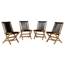 Load image into Gallery viewer, Vienna Outdoor Patio Teak and Rope Folding Chairs Set of 4 by Modway