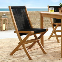 Load image into Gallery viewer, Vienna Outdoor Patio Teak and Rope Folding Chairs Set of 4 by Modway
