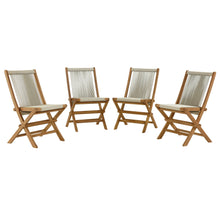 Load image into Gallery viewer, Vienna Outdoor Patio Teak and Rope Folding Chairs Set of 4 by Modway