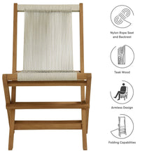 Load image into Gallery viewer, Vienna Outdoor Patio Teak and Rope Folding Chairs Set of 4 by Modway