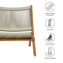 Load image into Gallery viewer, Vienna Outdoor Patio Teak and Rope Folding Accent Lounge Chair by Modway