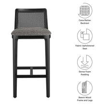 Load image into Gallery viewer, Monarch Wood and Rattan Bar Stool by Modway