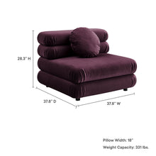 Load image into Gallery viewer, Jubilee Modular Performance Velvet Armless Chair by Modway