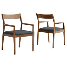 Load image into Gallery viewer, Solara Vegan Leather Wood Dining Armchairs Set of 2 by Modway