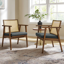 Load image into Gallery viewer, Thera Vegan Leather and Cane Accent Armchairs Set of 2 by Modway