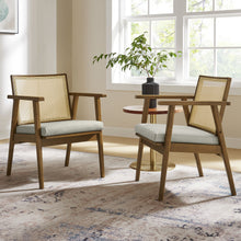 Load image into Gallery viewer, Thera Vegan Leather and Cane Accent Armchairs Set of 2 by Modway