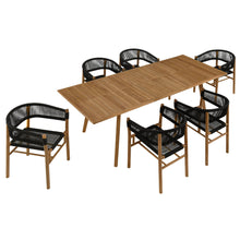 Load image into Gallery viewer, Vienna 7-Piece Outdoor Patio Teak and Rope Dining Set with Curved-Back Armchairs by Modway