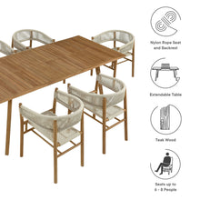 Load image into Gallery viewer, Vienna 7-Piece Outdoor Patio Teak and Rope Dining Set with Curved-Back Armchairs by Modway