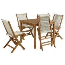 Load image into Gallery viewer, Vienna 5-Piece Outdoor Patio Teak Wood Dining Set with Rope Folding Chairs by Modway