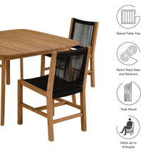 Load image into Gallery viewer, Vienna 5-Piece Outdoor Patio Teak and Rope Dining Set with Armless Chairs by Modway
