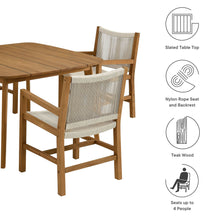 Load image into Gallery viewer, Vienna 5-Piece Outdoor Patio Teak and Rope Dining Set with Armchairs by Modway