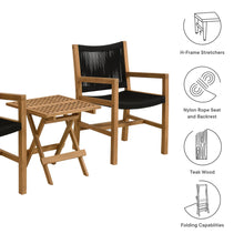 Load image into Gallery viewer, Vienna 3-Piece Outdoor Patio Teak and Rope Armchairs with Folding Side Table by Modway
