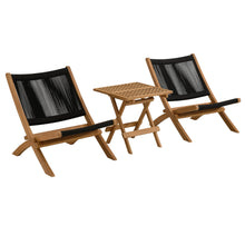 Load image into Gallery viewer, Vienna 3-Piece Outdoor Patio Teak and Rope Folding Lounge Chairs and Side Table by Modway