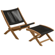 Load image into Gallery viewer, Vienna 2-Piece Outdoor Patio Teak and Rope Folding Accent Lounge Chair and Ottoman Set by Modway
