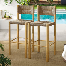 Load image into Gallery viewer, Parkland Outdoor Patio Rattan and Aluminum Bar Stools Set of 2 by Modway