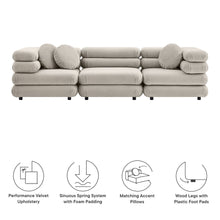 Load image into Gallery viewer, Jubilee 3-Piece Modular Performance Velvet Sectional Sofa by Modway