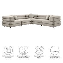 Load image into Gallery viewer, Jubilee 5-Piece Modular Performance Velvet Sectional Sofa by Modway