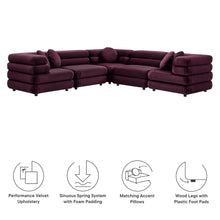 Load image into Gallery viewer, Jubilee 5-Piece Modular Performance Velvet Sectional Sofa by Modway
