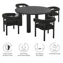 Load image into Gallery viewer, Nautica 5-Piece Round Outdoor Patio Aluminum Dining Table and Chairs Set by Modway