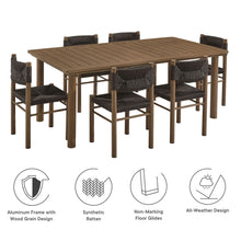 Load image into Gallery viewer, Parkland 7-Piece Rectangular Outdoor Patio Rattan and Aluminum Dining Table and Chairs Set by Modway