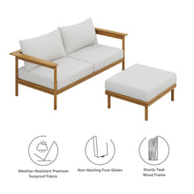 Load image into Gallery viewer, Wren 2-Piece Outdoor Patio Teak Wood Sofa and Ottoman Set by Modway