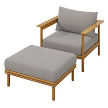 Load image into Gallery viewer, Wren Outdoor Patio Teak Wood Armchair and Ottoman Set by Modway