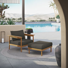 Load image into Gallery viewer, Wren Outdoor Patio Teak Wood Armchair and Ottoman Set by Modway