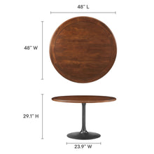 Load image into Gallery viewer, Lippa 48" Round Pedestal Solid Wood and Metal Dining Table by Modway