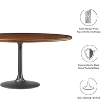 Load image into Gallery viewer, Lippa 60" Round Pedestal Solid Wood and Metal Dining Table by Modway