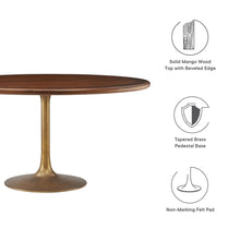 Load image into Gallery viewer, Lippa 60" Round Pedestal Solid Wood and Metal Dining Table by Modway