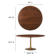 Load image into Gallery viewer, Lippa 60" Round Pedestal Solid Wood and Metal Dining Table by Modway