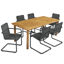 Load image into Gallery viewer, Abacus 7-Piece Rectangular Outdoor Patio Aluminum Dining Table Set with Rattan Armchairs by Modway