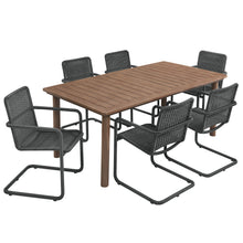 Load image into Gallery viewer, Abacus 7-Piece Rectangular Outdoor Patio Aluminum Dining Table Set with Rattan Armchairs by Modway