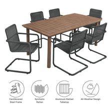 Load image into Gallery viewer, Abacus 7-Piece Rectangular Outdoor Patio Aluminum Dining Table Set with Rattan Armchairs by Modway