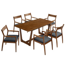 Load image into Gallery viewer, Solara 7-Piece Wood Dining Set with Vegan Leather Armchairs by Modway