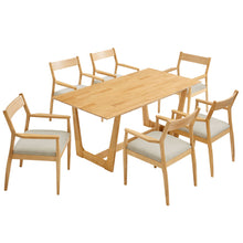 Load image into Gallery viewer, Solara 7-Piece Wood Dining Set with Fabric Upholstered Armchairs by Modway