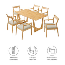 Load image into Gallery viewer, Solara 7-Piece Wood Dining Set with Fabric Upholstered Armchairs by Modway