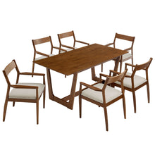 Load image into Gallery viewer, Solara 7-Piece Wood Dining Set with Fabric Upholstered Armchairs by Modway