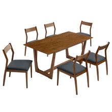 Load image into Gallery viewer, Solara 7-Piece Wood Dining Set with Vegan Leather Side Chairs by Modway