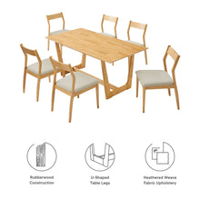 Load image into Gallery viewer, Solara 7-Piece Wood Dining Set with Fabric Upholstered Side Chairs by Modway