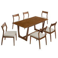 Load image into Gallery viewer, Solara 7-Piece Wood Dining Set with Fabric Upholstered Side Chairs by Modway