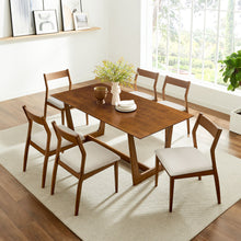 Load image into Gallery viewer, Solara 7-Piece Wood Dining Set with Fabric Upholstered Side Chairs by Modway