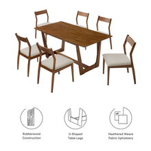 Load image into Gallery viewer, Solara 7-Piece Wood Dining Set with Fabric Upholstered Side Chairs by Modway