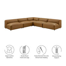 Load image into Gallery viewer, Auren 5-Piece Upholstered Armless L-Shaped Vegan Leather Modular Sofa by Modway