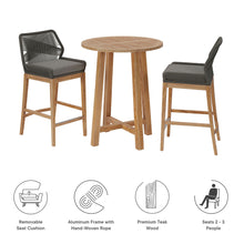 Load image into Gallery viewer, Wellspring 3-Piece Outdoor Patio Teak Wood Bar Set by Modway